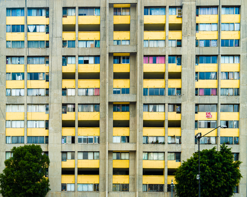 A view of a modern building facade in Mexico City